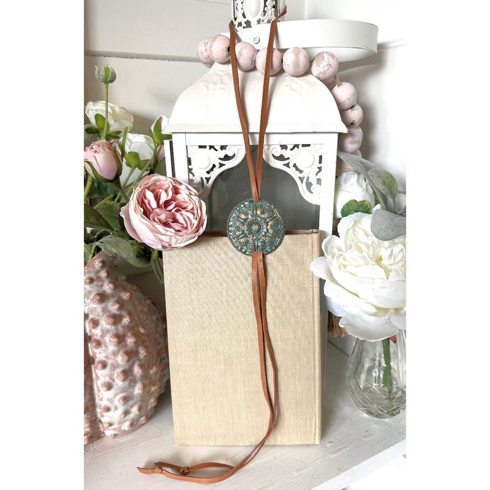 Pink Panache long leather bolo style necklace